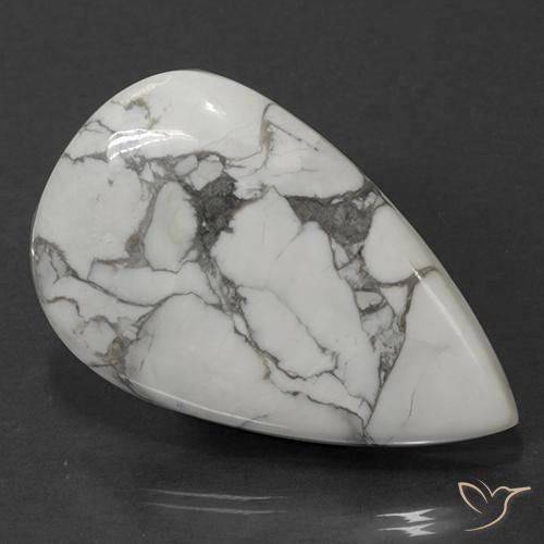 67.87 ct White Howlite Stone, Natural Howlite in Pear Cabochon Shape for Sale
