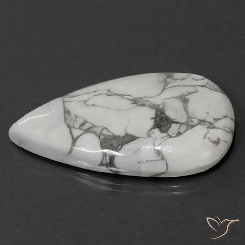 Howlite Gemstone in 43.9 x 27.9 mm Size for Sale, Howlite Stone in Greyish White Color