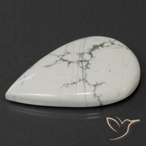 Howlite Gemstone in 45.9 x 32.5 mm Size for Sale, Howlite Stone in Greyish White Color