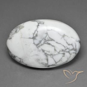 81.32 ct White Howlite Stone, Natural Howlite in Oval Cabochon Shape for Sale