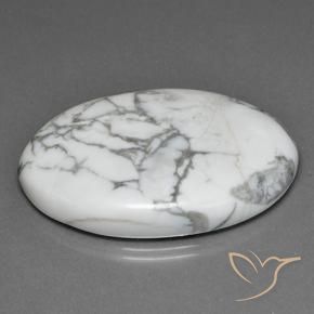 Howlite Gemstone in 43.7 x 28.7 mm Size for Sale, Howlite Stone in Greyish White Color