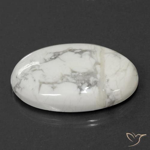 Howlite Gemstone in 37.1 x 26.4 mm Size for Sale, Howlite Stone in Greyish White Color
