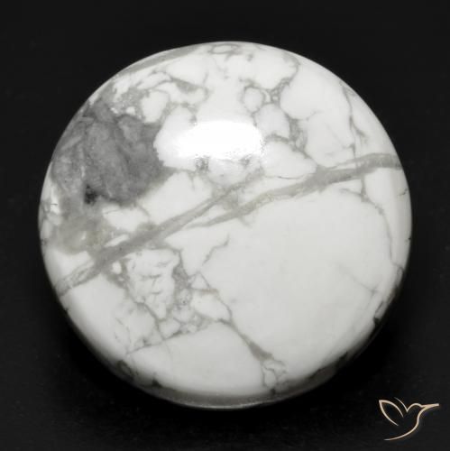 22.71 ct White Howlite Stone, Natural Howlite in Round Cabochon Shape for Sale