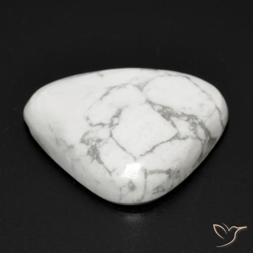 Howlite Gemstone in 21.6 x 17.7 mm Size for Sale, Howlite Stone in Greyish White Color