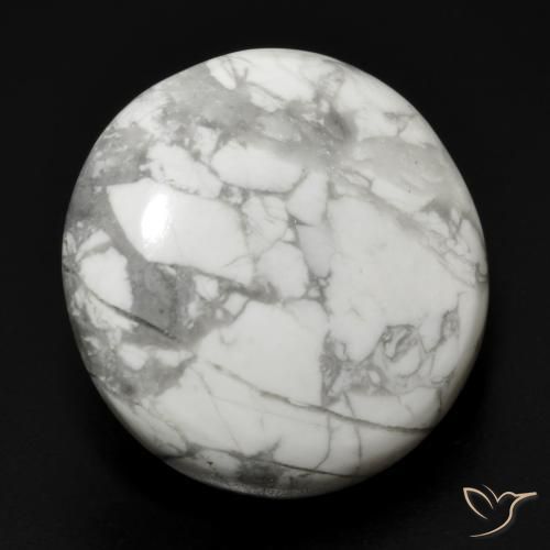 23.11 ct White Howlite Stone, Natural Howlite in Round Cabochon Shape for Sale