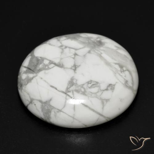 Howlite Gemstone in 21.8 mm Size for Sale, Howlite Stone in Greyish White Color