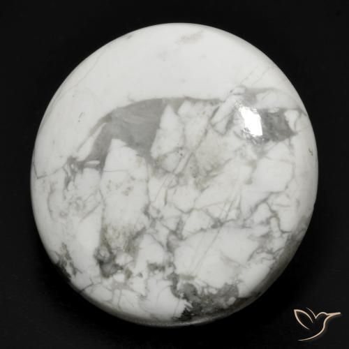 27.40 ct White Howlite Stone, Natural Howlite in Round Cabochon Shape for Sale