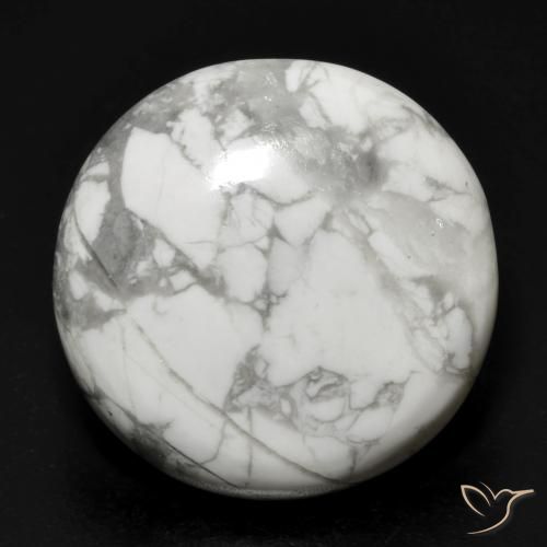 Howlita Blanco Cabujón Redondo de 22.6 ct de Estados Unidos, dimensión 21,1mm, piedra preciosa natural No tratado, claridad Opaco, Howlita de 1 pieza en color Blanco multicolor, dureza Mohs de 3 - 3.5, Photo A