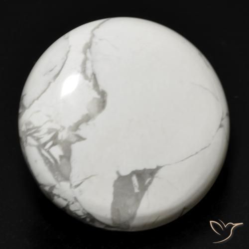 25.51 ct White Howlite Stone, Natural Howlite in Round Cabochon Shape for Sale