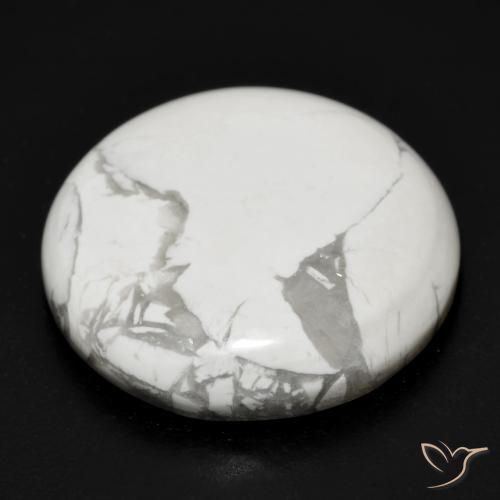 Howlite Gemstone in 21.8 mm Size for Sale, Howlite Stone in Greyish White Color