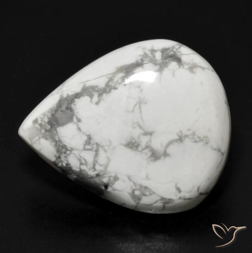 16.54 ct White Howlite Stone, Natural Howlite in Pear Cabochon Shape for Sale