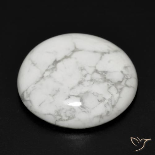 Howlite Gemstone in 20 mm (calibrated) Size for Sale, Howlite Stone in Greyish White Color