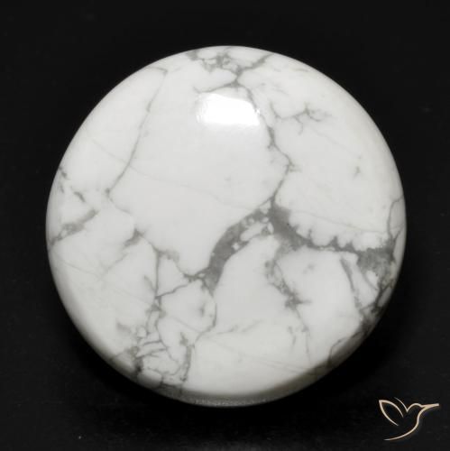 Howlite 20,5mm bianco Cabochon rotondo dagli Stati Uniti, peso di 17,88 ct, gemma naturale non trattati in purezza Opaque, 1 pezzo Howlite - Colore: Multicolore Bianco, durezza Mohs di 3 - 3,5, Photo A