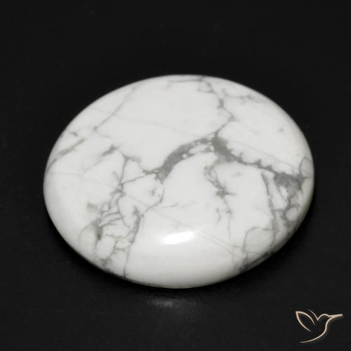 Howlite Gemstone in 20 mm (calibrated) Size for Sale, Howlite Stone in Greyish White Color