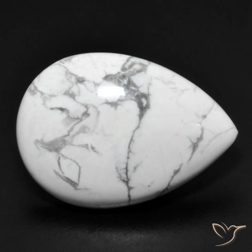 14.38 ct White Howlite Stone, Natural Howlite in Pear Cabochon Shape for Sale