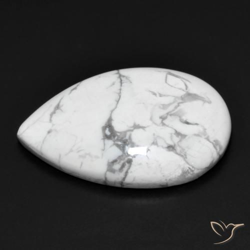 Howlite Gemstone in 23.2 x 16.4 mm Size for Sale, Howlite Stone in Greyish White Color