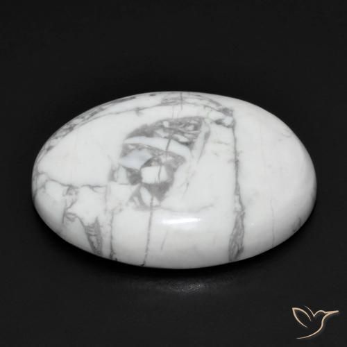 Howlite Gemstone in 21.9 x 17.1 mm Size for Sale, Howlite Stone in Greyish White Color