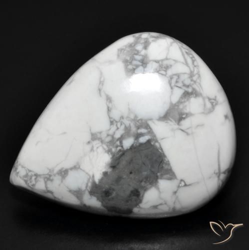 20.01 ct White Howlite Stone, Natural Howlite in Pear Cabochon Shape for Sale