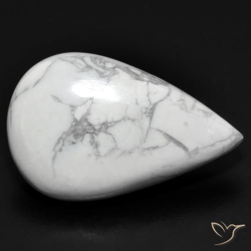 19.07 ct White Howlite Stone, Natural Howlite in Pear Cabochon Shape for Sale