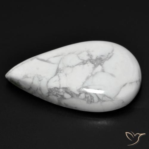 Howlite Gemstone in 26.1 x 16.4 mm Size for Sale, Howlite Stone in Greyish White Color