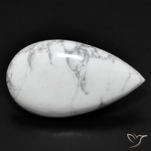 13.84 ct White Howlite Stone, Natural Howlite in Pear Cabochon Shape for Sale