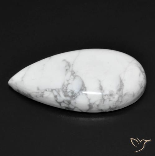Howlite Gemstone in 26 x 14.6 mm Size for Sale, Howlite Stone in Greyish White Color