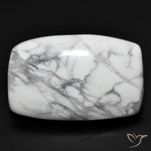 Howlite bianco taglio cuscino da 20 ct dagli Stati Uniti, dimensione 25,2 x 16mm, pietra preziosa naturale non trattati , purezza Opaque, Howlite Cabochon a cuscino da 1 pz, durezza Mohs di 3 - 3,5, Photo A