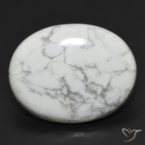 17.33 ct White Howlite Stone, Natural Howlite in Oval Cabochon Shape for Sale