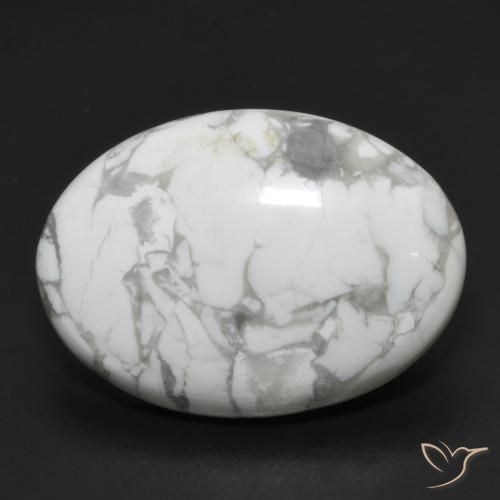 15.18ct Natural Greyish White Howlite, Oval, Opaque