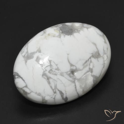 15.18 ct White Howlite Stone, Natural Howlite in Oval Cabochon Shape for Sale