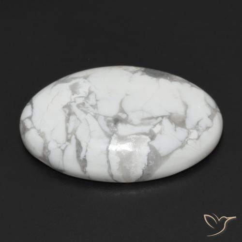 Howlite Gemstone in 23 x 16.1 mm Size for Sale, Howlite Stone in Greyish White Color