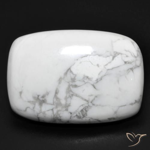 Howlite 25,3 x 17,4mm bianco Cabochon a cuscino dagli Stati Uniti, peso di 21,56 ct, gemma naturale non trattati in purezza Opaque, 1 pezzo Howlite - Colore: Multicolore Bianco, durezza Mohs di 3 - 3,5, Photo A