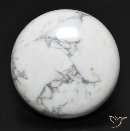 22.53 ct White Howlite Stone, Natural Howlite in Round Cabochon Shape for Sale