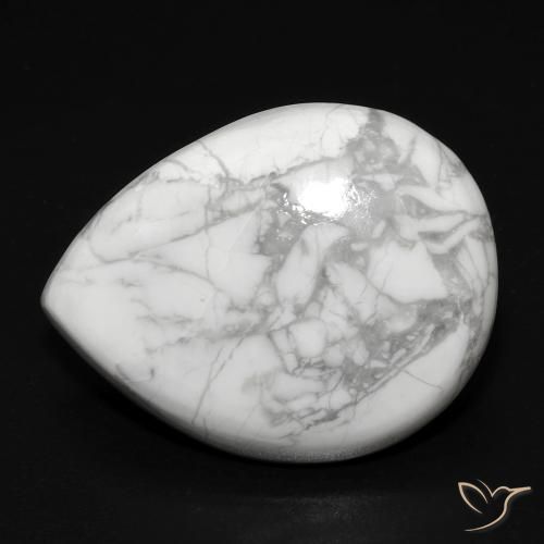 15.74ct Natural Greyish White Howlite, Pear Shape, Opaque