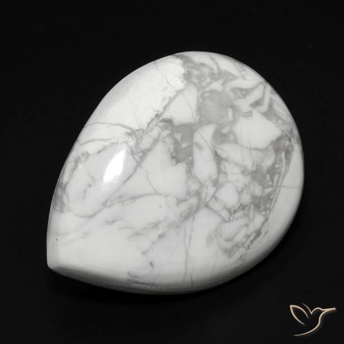 15.74 ct White Howlite Stone, Natural Howlite in Pear Cabochon Shape for Sale