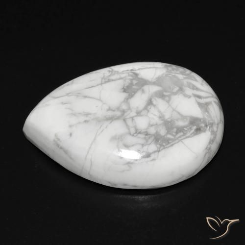 Howlite Gemstone in 22.2 x 17.3 mm Size for Sale, Howlite Stone in Greyish White Color