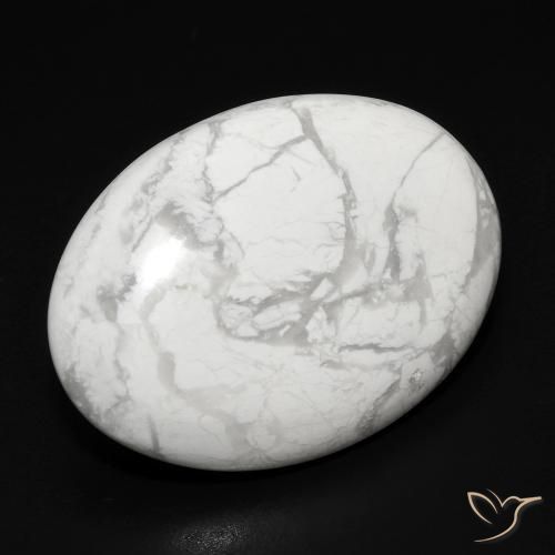 17.14 ct White Howlite Stone, Natural Howlite in Oval Cabochon Shape for Sale