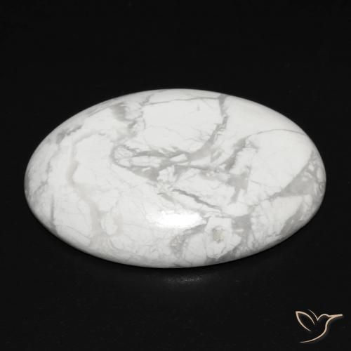Howlite Gemstone in 25 x 18 mm (calibrated) Size for Sale, Howlite Stone in Greyish White Color