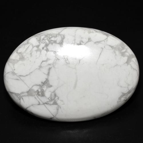 Howlite Blanc oval cabochon des Etats-Unis, 34 x 23,9mm, poids de 38,35 ct, pierre gemme naturelle Non traité de pureté Opaque , 1 pièce de howlite, couleur Blanc multicolore, dureté Mohs de 3 à 3.5, Photo A