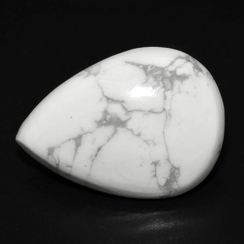 Howlite Blanc pear cabochon des Etats-Unis, 22,1 x 15,9mm, poids de 13,15 ct, pierre gemme naturelle Non traité de pureté Opaque , 1 pièce de howlite, couleur Blanc multicolore, dureté Mohs de 3 à 3.5, Photo A