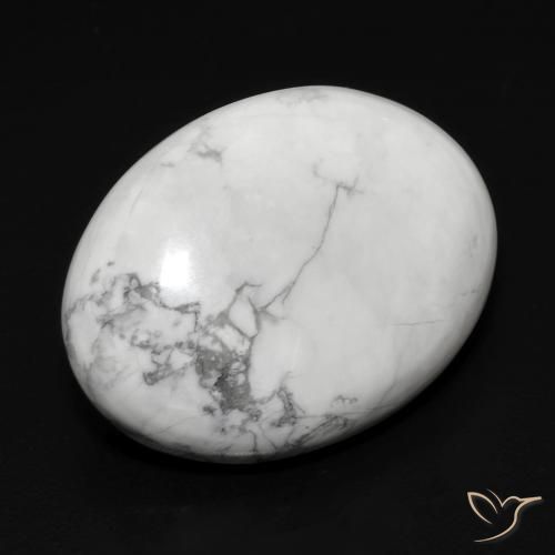 15.06 ct White Howlite Stone, Natural Howlite in Oval Cabochon Shape for Sale