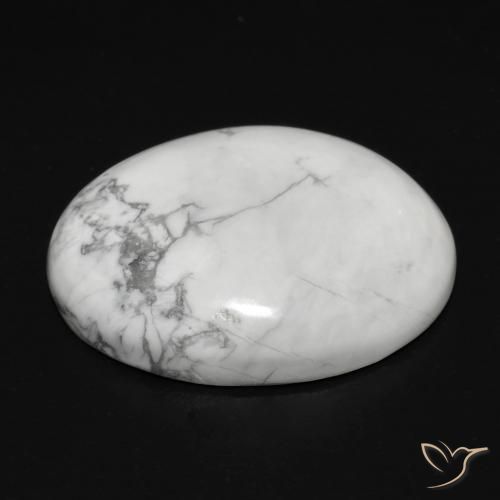 Howlite Gemstone in 20.8 x 15.8 mm Size for Sale, Howlite Stone in Greyish White Color