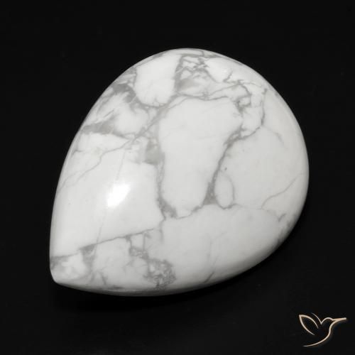 18.55 ct White Howlite Stone, Natural Howlite in Pear Cabochon Shape for Sale