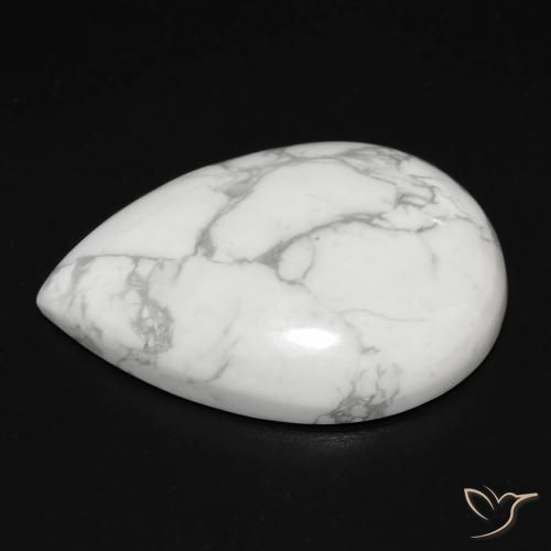 Howlite Gemstone in 25 x 18 mm (calibrated) Size for Sale, Howlite Stone in Greyish White Color