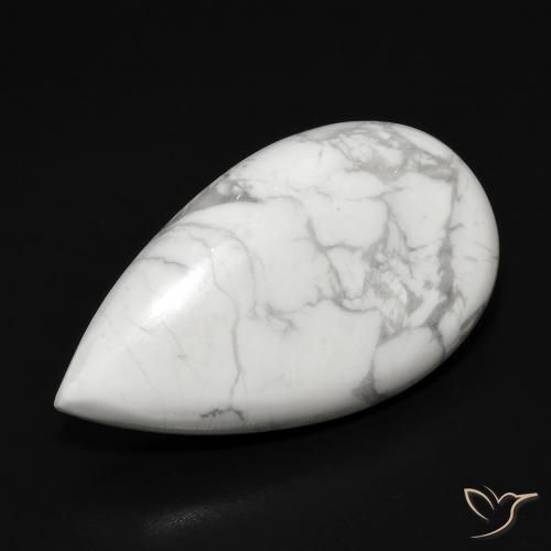 12.48 ct White Howlite Stone, Natural Howlite in Pear Cabochon Shape for Sale