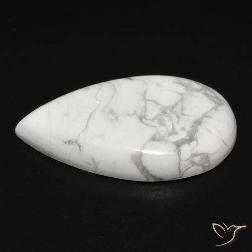 Howlite Gemstone in 24.2 x 13.7 mm Size for Sale, Howlite Stone in Greyish White Color
