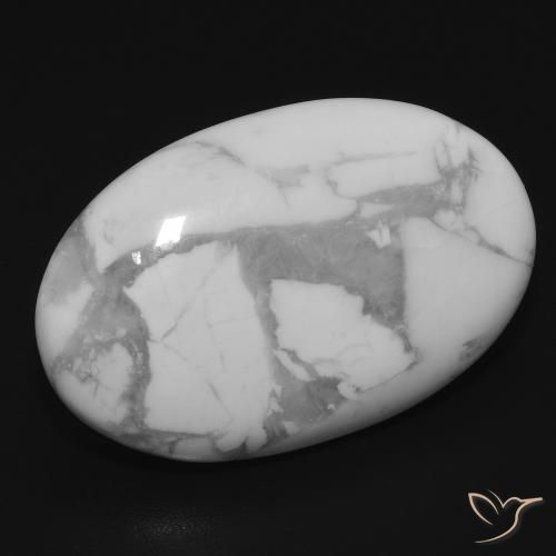 16.11 ct White Howlite Stone, Natural Howlite in Oval Cabochon Shape for Sale