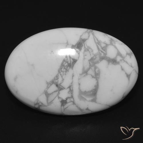 Howlite 23,6 x 15,6mm bianco Ovale cabochon dagli Stati Uniti, peso di 14,74 ct, gemma naturale non trattati in purezza Opaque, 1 pezzo Howlite - Colore: Multicolore Bianco, durezza Mohs di 3 - 3,5, Photo A