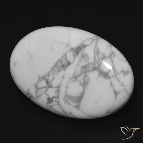 14.74 ct White Howlite Stone, Natural Howlite in Oval Cabochon Shape for Sale