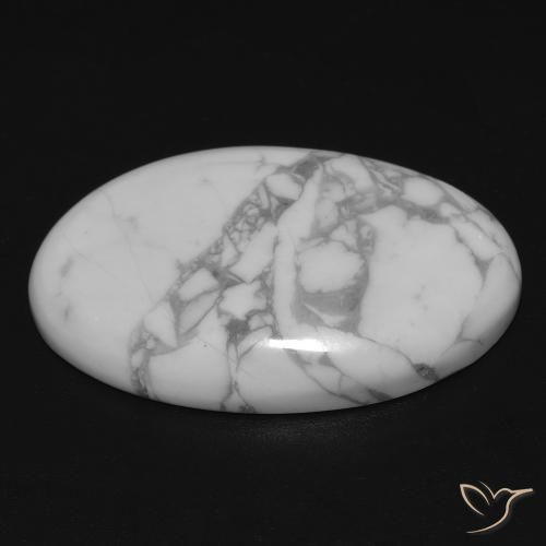 Howlite Gemstone in 23.6 x 15.6 mm Size for Sale, Howlite Stone in Greyish White Color